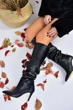 Fox Shoes Women's Black Thin Heeled Boots