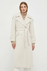 Kabát s prímesou vlny Morgan béžová farba, prechodný, dvojradový