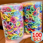 100PCS Colorful Basic Nylon Ealstic Hair Band Kids Girls Ponytail Holder Ties Scrunchie Small Mini Headwear Rubber Bands