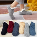 Winter Indoor Home Socks for Women and Men Warm Velvet Thick Floor Socks Plush Soft Slippers Pantoffels Adults Bottom Glue Sock