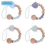 Baby Pacifier Clips Silicone Beads Beech Teething Chain Infant Nipple Clamp Dummy Holder Nipple Clips Newborns Chew Nursing Gift