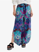 Pink-turquoise women's patterned loose trousers Desigual Lile-Lacroix - Women's Pink-turquoise women's patterned loose trousers Desigual Lile-Lacroix - Women's