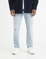 Svetlomodré pánske straight fit rifle s potrhaným efektom Celio Vomarble Svetlomodré pánske straight fit rifle s potrhaným efektom Celio Vomarble