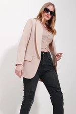 Trend Alaçatı Stili Women's Beige Shawl Inner Lined Jacket