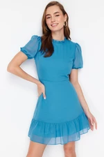Trendyol Blue A-Cut Flounce Chiffon Lined Woven Woven Dress