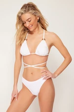 Trendyol White V-Cut Regular Bikini Bottom