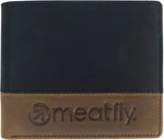 Meatfly Eddie Premium Leather Wallet Black/Oak Billetera Cartera, bandolera