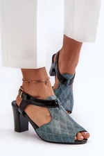 Tyrkysové tyrkysové dámské sandály na vysokém podpatku Queenmarie vyrobené z eko kůže
