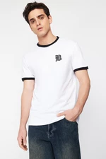 Trendyol White Regular/Regular Fit Printed 100% Cotton Short Sleeve T-Shirt