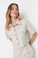 Trendyol Stone Pocket Detailed Short Sleeve Regular Fit Woven Shirt