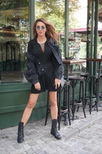 Trendyol čierna plisovaná mini džínsová sukňa
