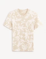 Béžové pánske kvetované tričko Celio