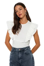 Trendyol White Brode Detailed Knitted Knitted Blouse