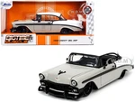 1956 Chevrolet Bel Air Gray and White "Bigtime Muscle" 1/24 Diecast Model Car by Jada