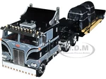 Peterbilt 352 COE 110" Sleeper with Turbo Wing and Rogers Vintage Lowboy Trailer with Coil Load Black and Gray 1/64 Diecast Model by DCP/First Gear