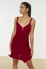 Trendyol Claret Red Detailed Evening Dress
