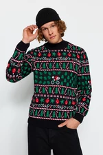 Trendyol Multicolored Men's Regular Fit Crewneck Christmas Knitwear Sweater.