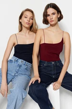 Trendyol Navy Blue-Burgundy 2-Pack Fitted/Sleeping Flexible Knitted Body with Snap Snaps Trendyol Navy Blue-Burgundy 2-Pack Fitted/Sleeping Flexible Knitted Body with Snap Snaps