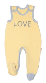 Baby Nellys Kojenecké bavlněné dupačky  Love - žluté vel.  62