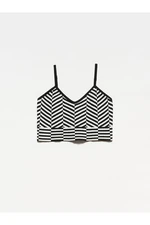 Dilvin 10184 Straps Knitwear Singlets Crop-black