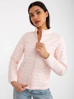 Light pink transitional quilted jacket without hood