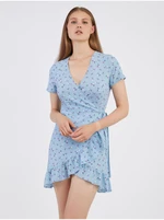 Světle modré dámské květované zavinovací šaty Noisy May Clara - Dámské