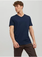 Tmavě modré pánské basic tričko Jack & Jones Organic - Pánské