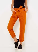 Orange linen shortened trousers CAMAIEU - Women