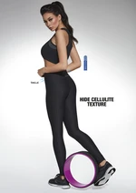 Bas Bleu AURA black leggings with wasp waist, cellulite hiding structure and welt emphasizing buttocks