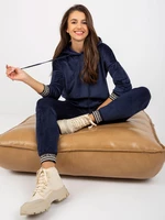 Women's dark blue velour set with trousers