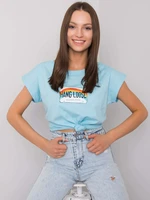 Light blue cotton women's T-shirt