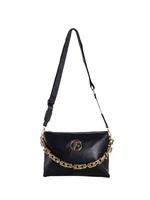 Black messenger bag with chain