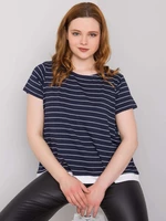 Women's dark blue striped blouse of larger size