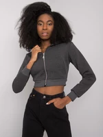 Dark Grey Melange Short Zipper Sweatshirt Ann RUE PARIS