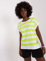 Basic white and light green cotton blouse