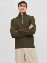 Khaki Mens Ribbed Sweater Jack & Jones Perfect - Men