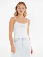 White Women's Top Tommy Jeans TJW BBY Color Linear Strap Top - Women