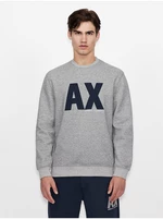 Grey Mens Sweatshirt with Armani Exchange Prints - Men