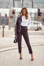 Set of women's trousers with pleats and blouses in black and white