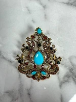 Brooch XZ459-191 Gold + Blue