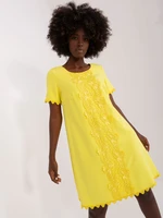 Yellow women's cocktail dress with lace