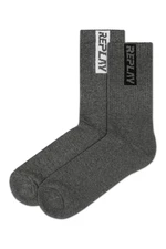 Replay Socks Tennis Half Terry Leg Stripe&Logo 2Prs Banderole - D Grey - Men's