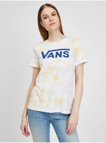 Žluto-krémové dámské vzorované tričko VANS - Dámské