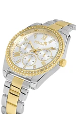 Polo Air Luxury Stone Detailed Women's Wristwatch Yellow Silver Color