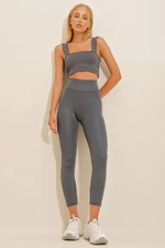 Trend Alaçatı Stili Women's Gray High Waist Compression Diver Tights