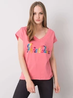 Pink T-shirt with colorful print