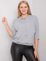 Grey melange cotton plus blouse sizes with patch