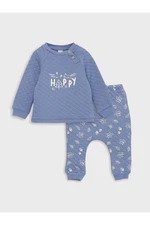 LC Waikiki Crew Neck Long Sleeve Printed Baby Boyfriend Sweatshirt and Pants 2-Pair Set