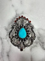 Brooch XZ459-109 Silver + Blue