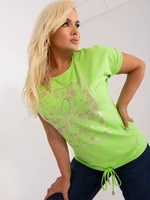 Light green women's blouse plus size with inscription